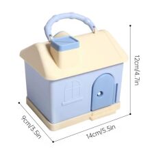 EV TASARIM ÇOCUK KUMBARA ANAHTARLI MAVİ RENK (STİCKER HEDİYELİ)