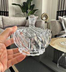 KAPAKLI CAM ŞEKERLİK LOKUMLUK BURGU MODEL 10 CM