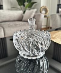 KAPAKLI CAM ŞEKERLİK LOKUMLUK BURGU MODEL 10 CM