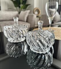 KAPAKLI CAM ŞEKERLİK LOKUMLUK BURGU MODEL 8 CM