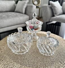 KAPAKLI CAM ŞEKERLİK LOKUMLUK BURGU MODEL 8 CM