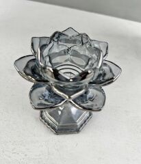 KRİSTAL AYAKLI LOTUS FÜME MUMLUK