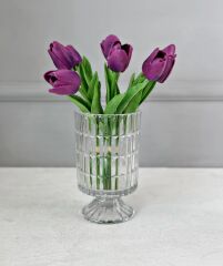 AYAKLI CAM SÜTUN VAZO ŞEFFAF 18 CM