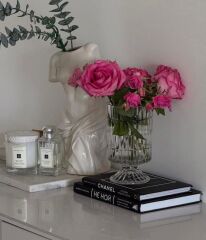 AYAKLI CAM SÜTUN VAZO ŞEFFAF 18 CM