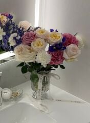 AYAKLI CAM SÜTUN VAZO ŞEFFAF 18 CM