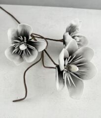 3'LÜ TOMURCUKLU YAPAY LATEKS ÇİÇEK GRİ