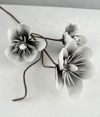 3'LÜ TOMURCUKLU YAPAY LATEKS ÇİÇEK GRİ