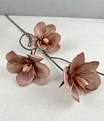 3'LÜ TOMURCUKLU YAPAY LATEKS ÇİÇEK AÇIK KİREMİT