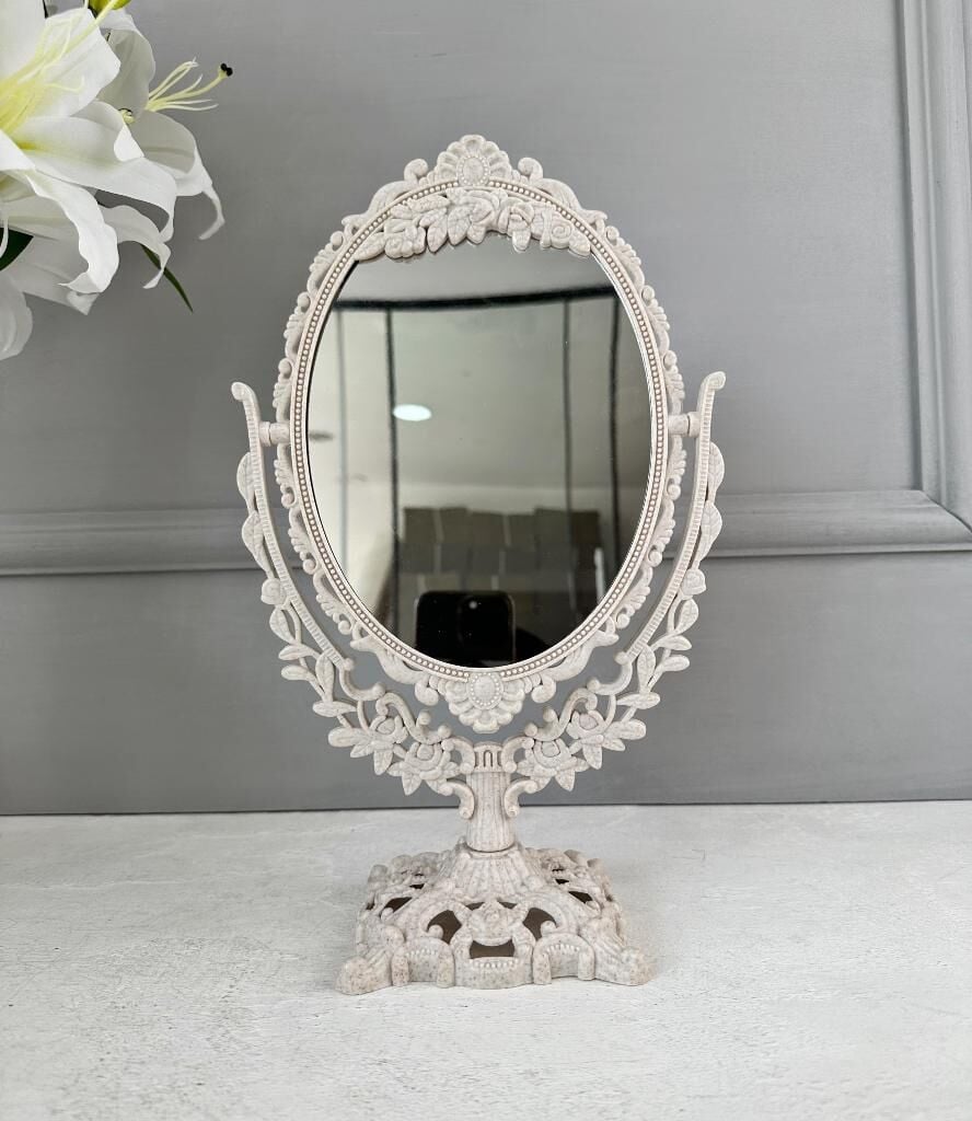 VİNTAGE OVAL MAKYAJ AYNASI AYAKLI ÇİFT TARAFLI