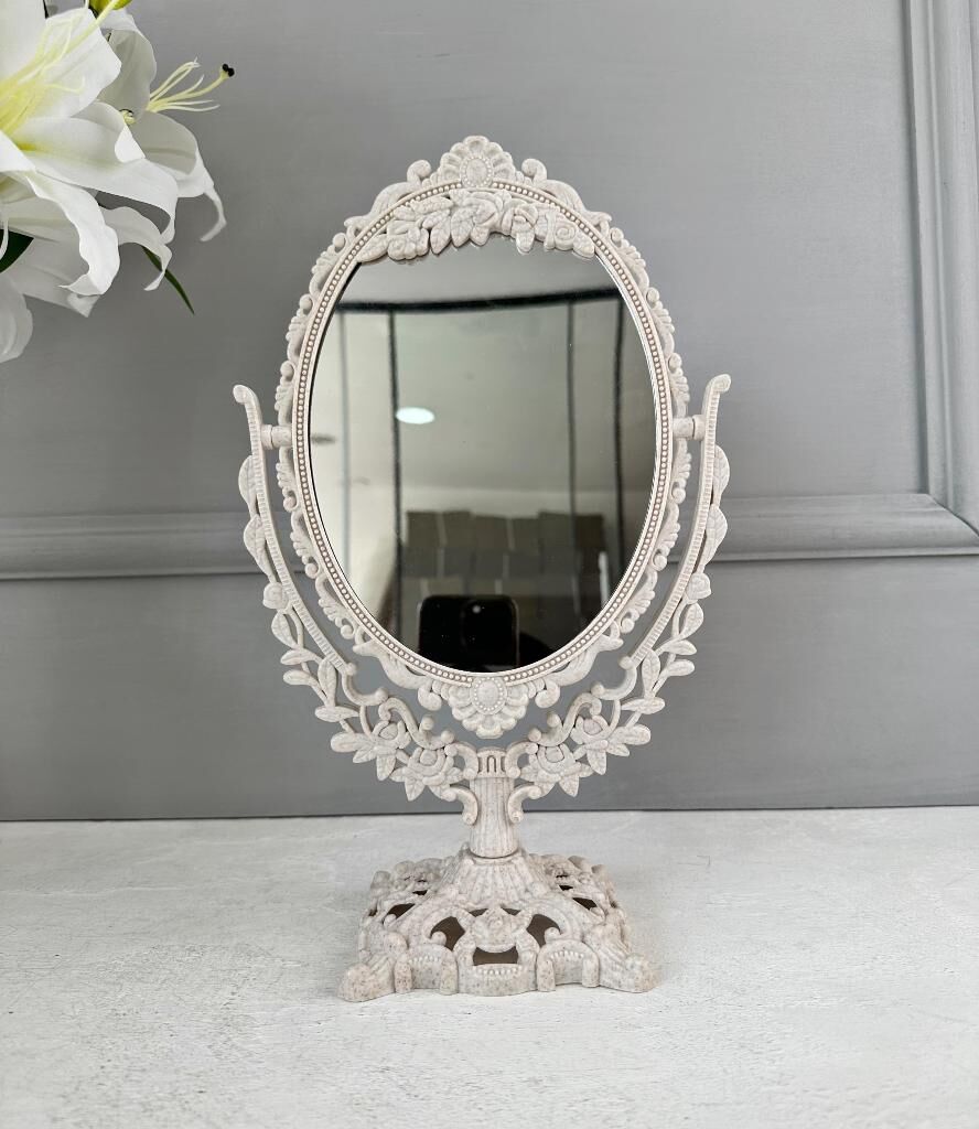 VİNTAGE OVAL MAKYAJ AYNASI AYAKLI ÇİFT TARAFLI