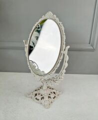 VİNTAGE OVAL MAKYAJ AYNASI AYAKLI ÇİFT TARAFLI