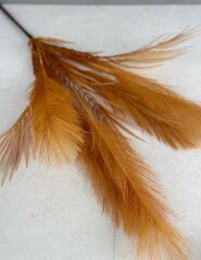 UZUN TÜYLÜ YAPAY YELPAZE ÇİÇEK BUKETİ KOYU HARDAL