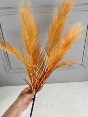 UZUN TÜYLÜ YAPAY YELPAZE ÇİÇEK BUKETİ KOYU HARDAL