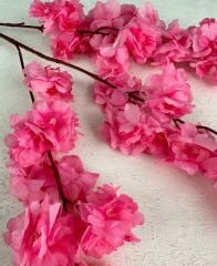 UZUN YAPAY BAHAR DALI KOYU PEMBE