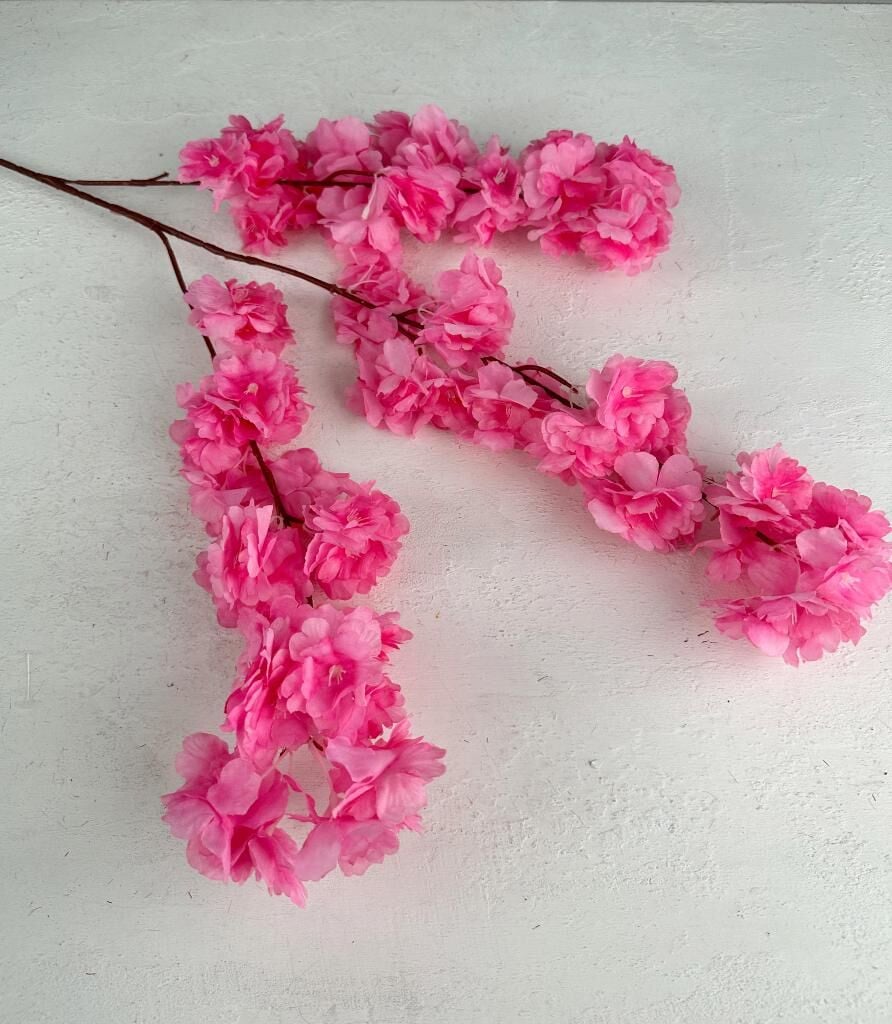 UZUN YAPAY BAHAR DALI KOYU PEMBE