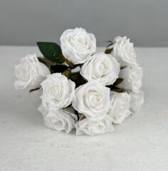 LÜKS DOKULU 11'Lİ YAPAY GÜL BUKETİ BEYAZ