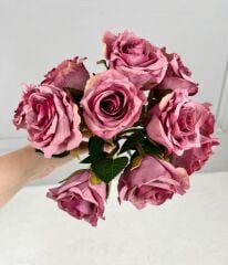 LÜKS DOKULU 11'Lİ YAPAY GÜL BUKETİ GÜL KURUSU