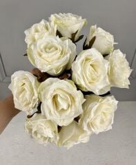 LÜKS DOKULU 11'Lİ YAPAY GÜL BUKETİ KREM