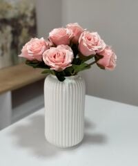 LÜKS DOKULU 11'Lİ YAPAY GÜL BUKETİ PUDRA