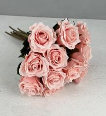 LÜKS DOKULU 11'Lİ YAPAY GÜL BUKETİ PUDRA