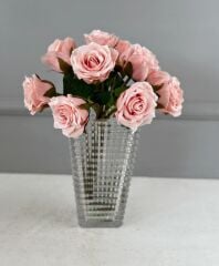 LÜKS DOKULU 11'Lİ YAPAY GÜL BUKETİ PUDRA
