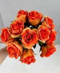 LÜKS DOKULU 11'Lİ YAPAY GÜL BUKETİ TURUNCU