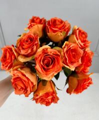 LÜKS DOKULU 11'Lİ YAPAY GÜL BUKETİ TURUNCU