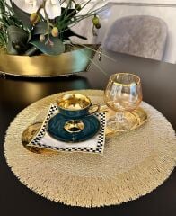 6’LI DAMALI LÜKS KOKTEYL SUNUM PEÇETESİ KAHVE YANI GOLD