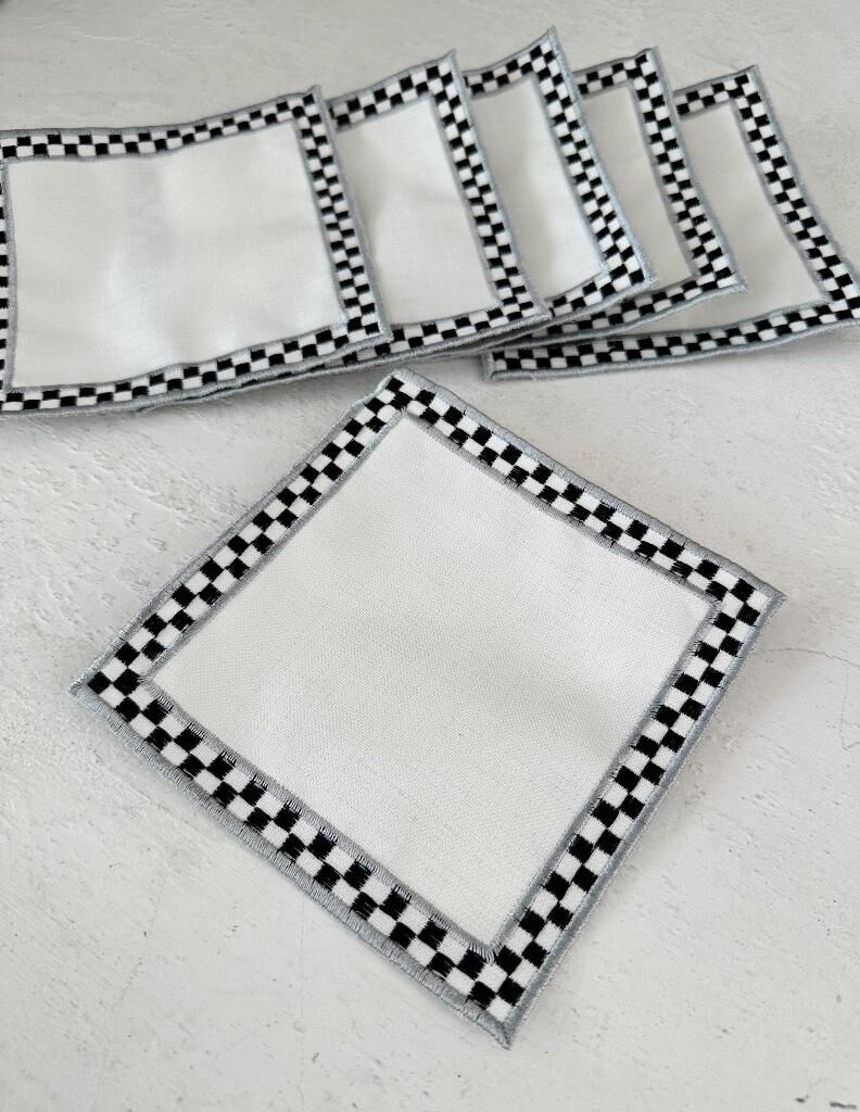 6’LI DAMALI LÜKS KOKTEYL SUNUM PEÇETESİ KAHVE YANI GÜMÜŞ