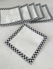 6’LI DAMALI LÜKS KOKTEYL SUNUM PEÇETESİ KAHVE YANI GÜMÜŞ