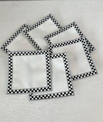 6’LI DAMALI LÜKS KOKTEYL SUNUM PEÇETESİ KAHVE YANI GÜMÜŞ