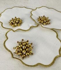 6’LI İNCİLİ LÜKS KOKTEYL SUNUM PEÇETESİ KAHVE YANI GOLD