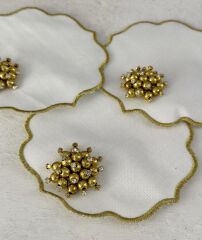 6’LI İNCİLİ LÜKS KOKTEYL SUNUM PEÇETESİ KAHVE YANI GOLD