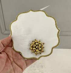 6’LI İNCİLİ LÜKS KOKTEYL SUNUM PEÇETESİ KAHVE YANI GOLD