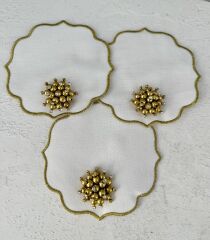 6’LI İNCİLİ LÜKS KOKTEYL SUNUM PEÇETESİ KAHVE YANI GOLD