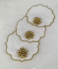 6’LI İNCİLİ LÜKS KOKTEYL SUNUM PEÇETESİ KAHVE YANI GOLD