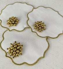 6’LI İNCİLİ LÜKS KOKTEYL SUNUM PEÇETESİ KAHVE YANI GOLD