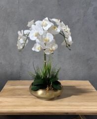 ESKİTME UFO SAKSIDA 3 DAL ISLAK ORKİDE ARANJMANI