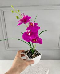 SAKSIDA YAPAY MİNİ ISLAK ORKİDE 30 CM FUŞYA