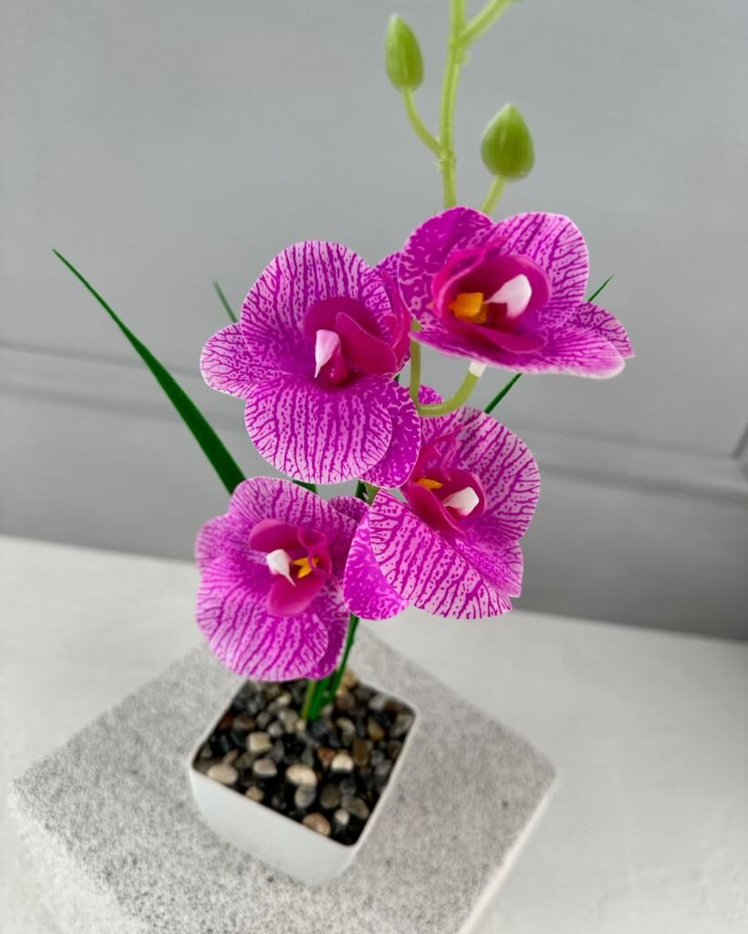 SAKSIDA YAPAY MİNİ ISLAK ORKİDE 30 CM ALACA PEMBE