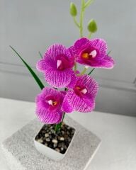 SAKSIDA YAPAY MİNİ ISLAK ORKİDE 30 CM ALACA PEMBE