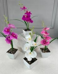 SAKSIDA YAPAY MİNİ ISLAK ORKİDE 30 CM ALACA PEMBE