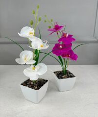 SAKSIDA YAPAY MİNİ ISLAK ORKİDE 30 CM BEYAZ
