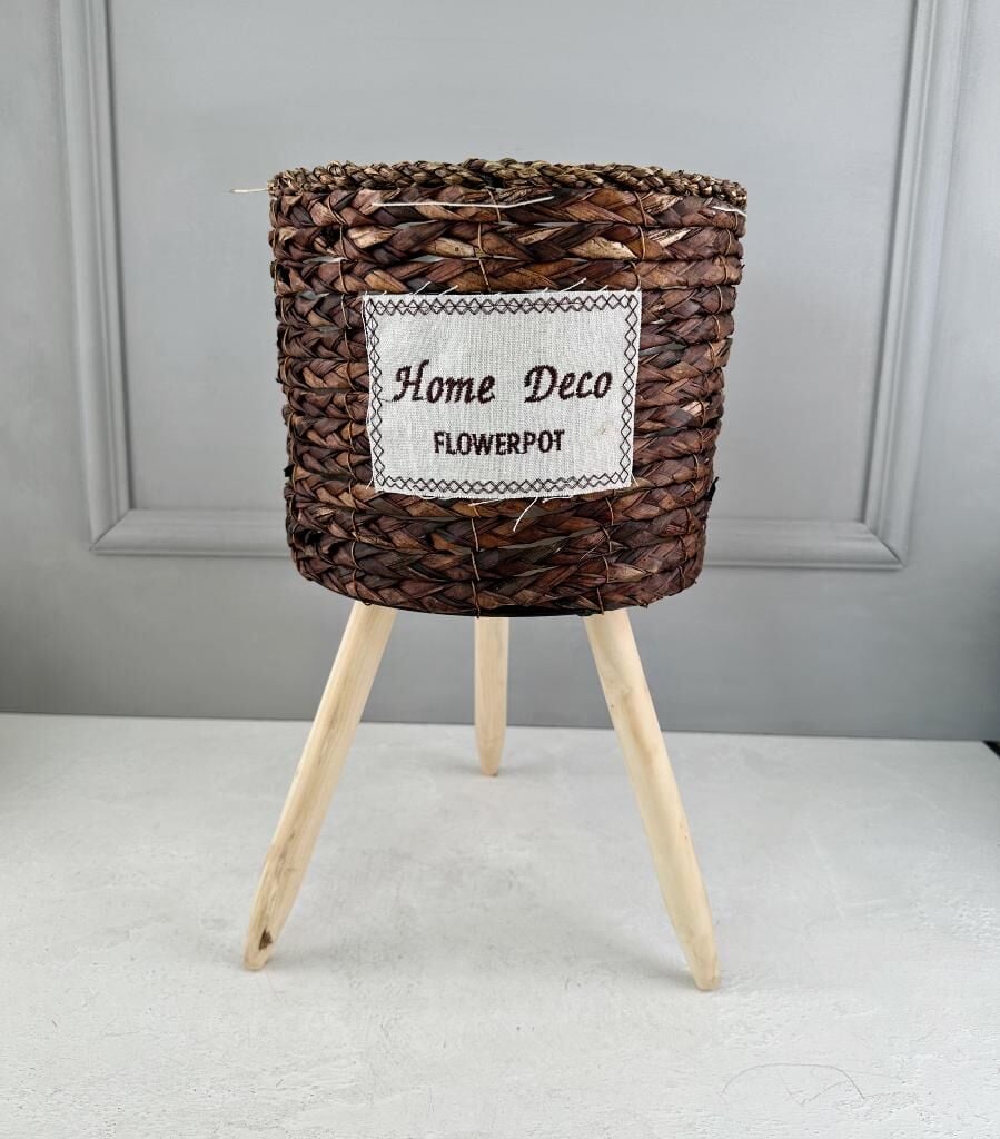 AYAKLI HASIR SEPET SAKSI BÜYÜK KOYU KAHVE