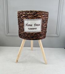 AYAKLI HASIR SEPET SAKSI BÜYÜK KOYU KAHVE