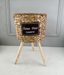 AYAKLI HASIR SEPET SAKSI BÜYÜK ACIK KAHVE