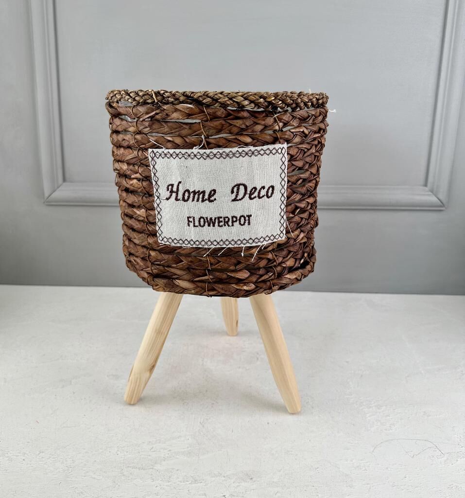 AYAKLI HASIR SEPET SAKSI KÜCÜK KOYU KAHVE