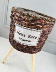 AYAKLI HASIR SEPET SAKSI KÜCÜK KOYU KAHVE