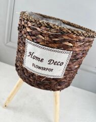 AYAKLI HASIR SEPET SAKSI KÜCÜK KOYU KAHVE