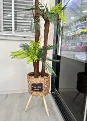 AYAKLI HASIR SEPET SAKSI KÜÇÜK ACIK KAHVE